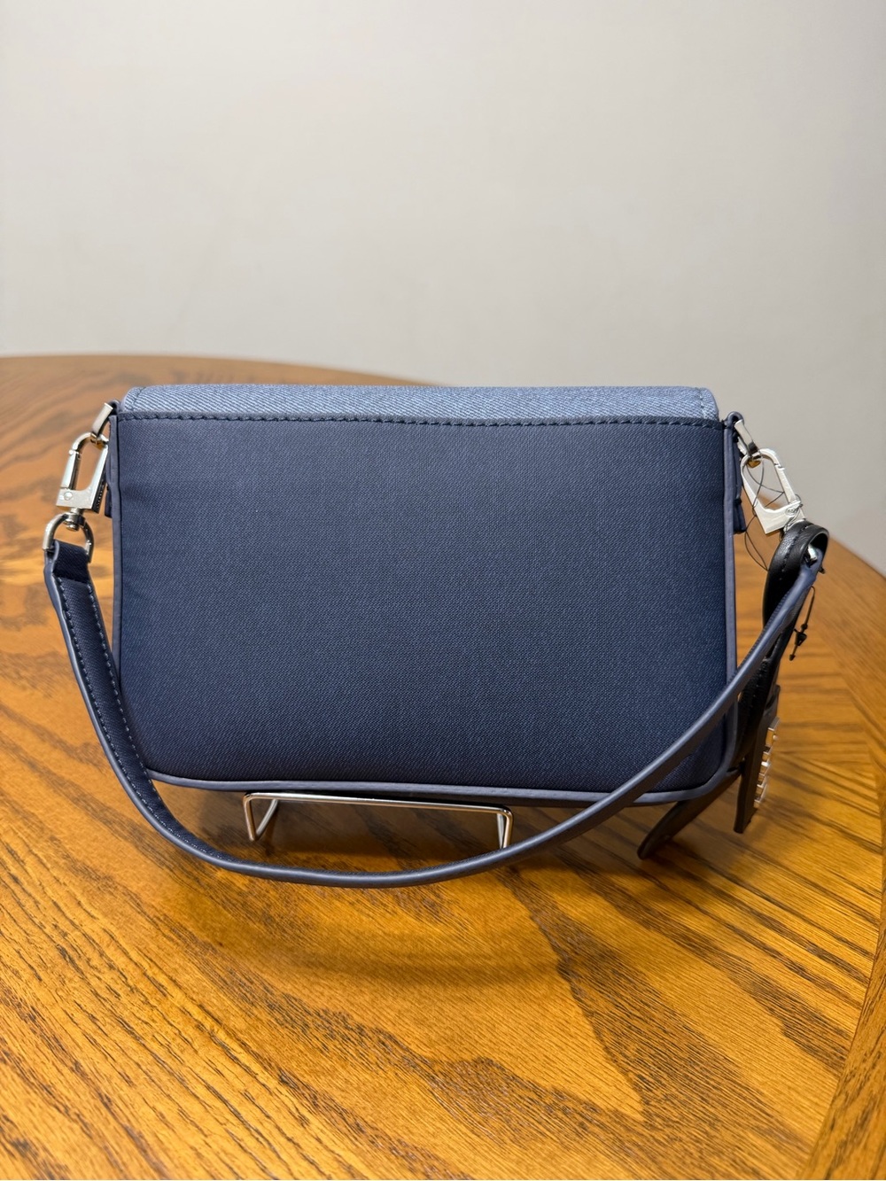 DKNY Denim & Navy Shoulder Bag with Smiley Charm - Picture 2 of 7